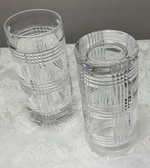 Set 2 Ralph Lauren GLEN PLAID Crystal Highball Glasses 14 oz. Tumblers 6.25″