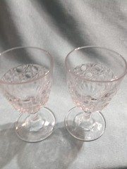 2 Vintage Early American Pattern Glass Flint Currier and Ives Goblet