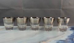 Set of 5 Vitreon Queens Lusterware Silver Fade Silver Ombre 3″ Shot Glasses