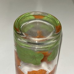 Charming Vintage Swanky Swig Boscul Peanut Butter Glass Orange Nasturtium 5″