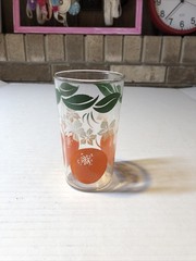 Vtg Set Of 5 Juice Glasses Oranges Blossoms Leaves Retro Fruit MCM BSH