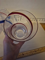 3 Red & 1 Blue Pier 1 Tumblers Glasses Swirline Retired Barware Beer Water