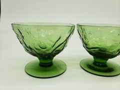 Morgantown Seneca Glass Driftwood Modern Avocado Green Sorbet Sherbet Set of 3