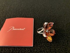 Psychedelic Orange Red Pink Flower Ring Baccarat Crystal Size 53