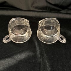 Set of 2 Vintage Hazel Atlas «Orchard Crystal» Punch Cups Beaded Handle Clear Gl