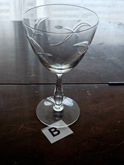 Tiffin Franciscan Skylark Water Goblet Glass etched Crystal Barware MCM