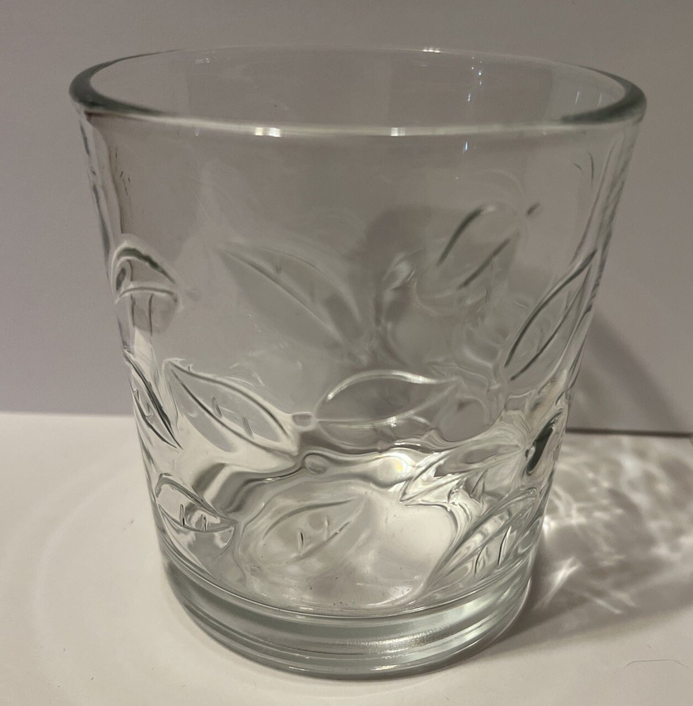 Libbey Embossed Leaves Clear Glass Lowball On The Rocks Glass 12oz.