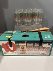 8-Victorian Christmas Cooler Glasses Indiana Glass Tumblers Holly & Wreaths
