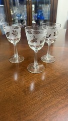 Vintage Libbey Crystal SILVER LEAF – Set of 3 WINE GLASSES – 5 3/4 inches