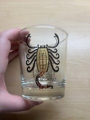VINTAGE Scorpio Anchor Hocking MCM Zodiac Sign Gold Etched Glass Barware