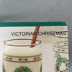 8-Victorian Christmas Cooler Glasses Indiana Glass Tumblers Holly & Wreaths-NIB