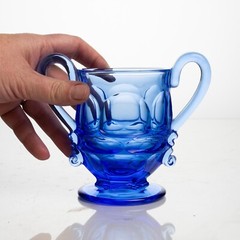 2 LRG Sugar Bowl NO LID, Creamer Fostoria HFM Argus Cobalt Blue Glass
