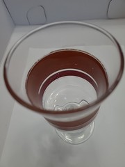 Vintage Goblet Wine Glass Denby Glass MCM Red and Metallic Gold Stripe