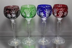 FOUR (4) NEW AJKA MARSALA WINE HOCK GLASSES CRYSTAL CLEAR BOHEMIA HUNGARY MINT