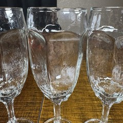 Vintage Libbey 6.75” Chivalry Clear Textured Glass Champagne Flutes Set of 3