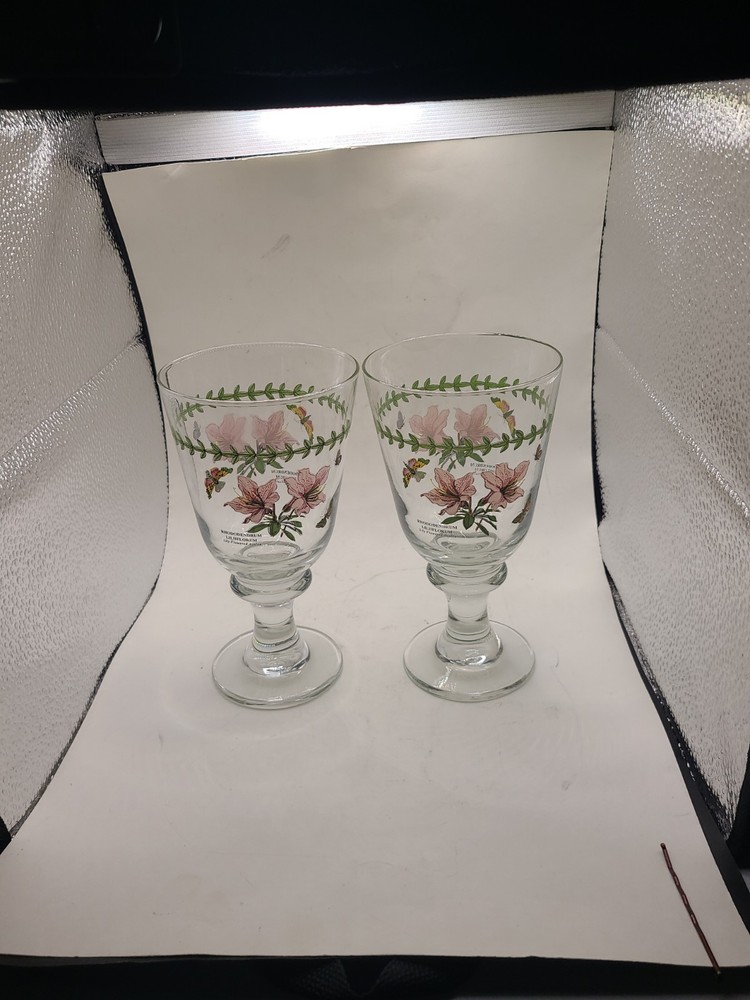 Barware Portmeirion Botanical Garden w butterflies. Glass. England. Set of 2.