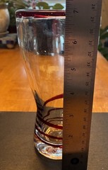 Vintage Hand Blown Clear with Red Swirl Line Pilsner Style Glass Candy Cane