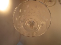 Vintage Mixed Frosted Leaves Teardrops Set of 3 Water Goblet Glasses