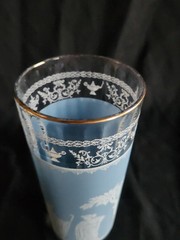 Hellenic Blue 16 oz Flat Tumbler by Jeannette • 6½» Tall Vintage