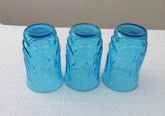 3 Anchor Hocking Colonial Tulip Laser Blue Juice Tumblers Exc Cond 1960-70’s