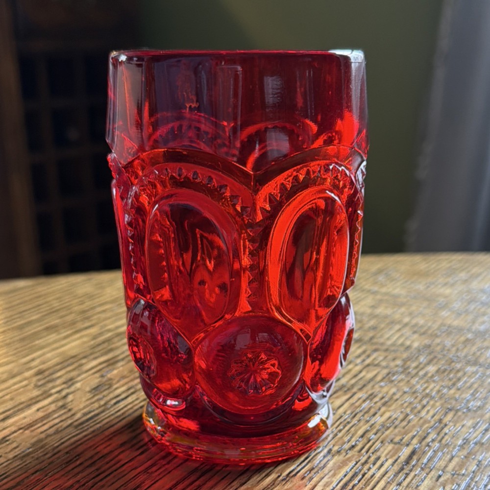 Glass Moon and Stars Red Decorative Tumbler Glass