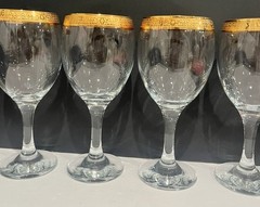 Imperial wine 24k Gold Rimmed Crystal Stemware Glasses Set Of 4