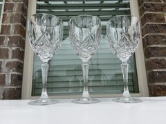 Set Of 3 Marquis Waterford Crystal Markham Wine Glasses Goblets 8.5”