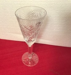 Vintage Champagne Trumpet glass Cut fans crisscross thick stem FREE SHIP!