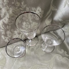 Vtg MCM Rosenthal Crystal Platinum Band Stemware Lot of 3 Glasses Goblet Coupe
