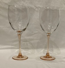 Sets Of 2 – Luminarc Wine Glass Rose Pink Blush Stem 8-1/8” Tall