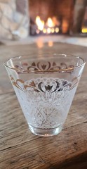 Vintage Mid Century Double Shot Liqueur Glass Gold Rim Cocktail Glass