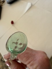 Circa 1930’s Cambridge Glass Drink Muddler and 2 Glass Cocktail Straws