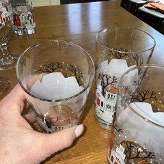 Set of 4 Libbey Vintage Christmas Winter Village Snow 16 oz Drinking Glasses
