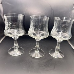 Crystal barware tulip shape clear Glasses ETCHED SHIP Nautical Ocean Set Of 3