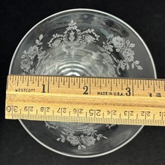 2 Vintage Tiffin Cherokee Rose Etched Crystal Iced Tea Glasses 6.7in Discontinue
