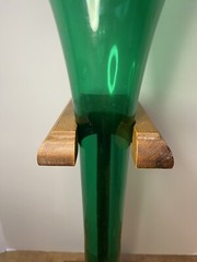 Mid Century Green Italy Art Glass 1/2 Yard Beer Glass 18.25” Tall Sticker Intact