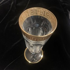 Vintage Crystal Champagne Flute with Gold Greek Key Rim