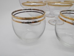 Mixed Lot of Vintage Gold Trim Glasses Glassware, Various Shapes