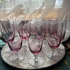 Tiffin Franciscan Wistaria Glassware Pink Iced Tea Goblet Vintage 6 3/4 in