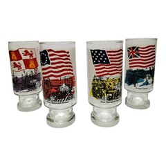 Complete Glass Cup Set (4) National Flag Foundation Early Flags Of Our Nation