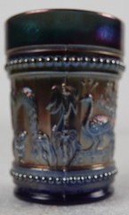 ANTIQUE NORTHWOOD PEACOCK FOUNTAIN CARNIVAL GLASS TUMBLER GLASS