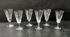 6 Champagne Flutes Clear Crystal Signed Baccarat Richelieu Model HT 15.5 CM