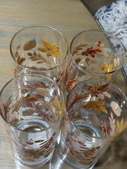 Vintage Greenbrier Autum Leaves & Acorn Tumblers Set Of 4