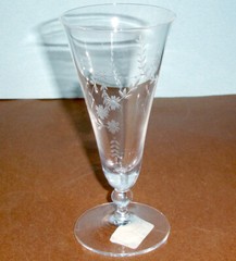 Wedgwood Harmony Crystal Wine Glass 7.5″H Etched Floral Swags New