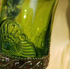 Antique US Glass Colorado Green Glasses One Etched «State Fair 1906″ 3 1/2»