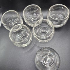 MCM Clear Glass Roly Poly Tumblers Set 6-5oz Lowball Juice Cocktail Glasses