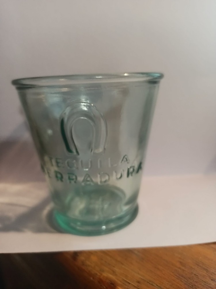 Tequila Herradura Aqua Blue Rocks Glass 1-Piece Horseshoe Barware