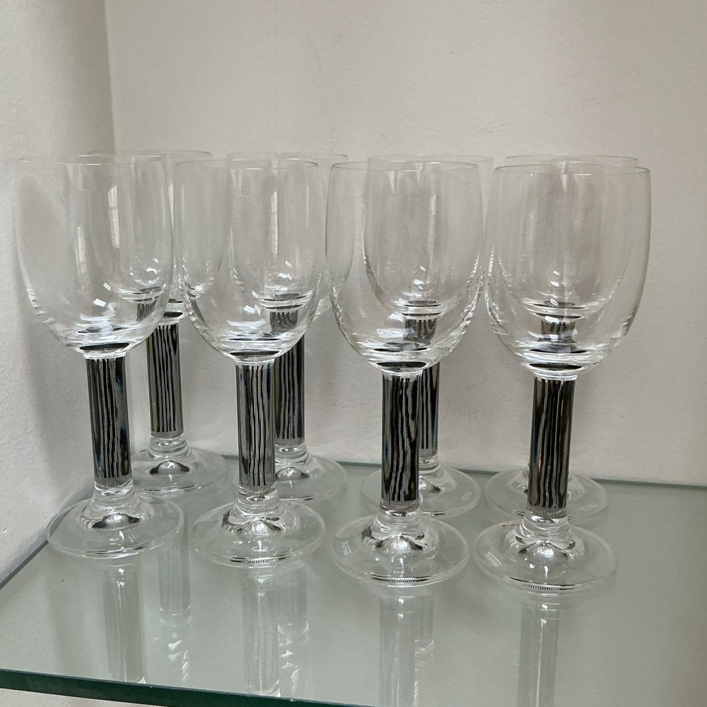 Colonna Graphic By Thomas 7 Water /Wine Goblets Black Striking Striped Stems