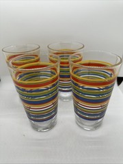 Vintage MCM Libbey Mambo Striped Fiesta 16oz Drinking Glasses – Set of 4