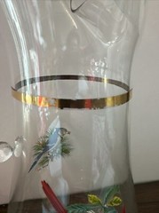 Vintage MCM West Virginia Glass American Song Birds Pitcher 9” 44oz